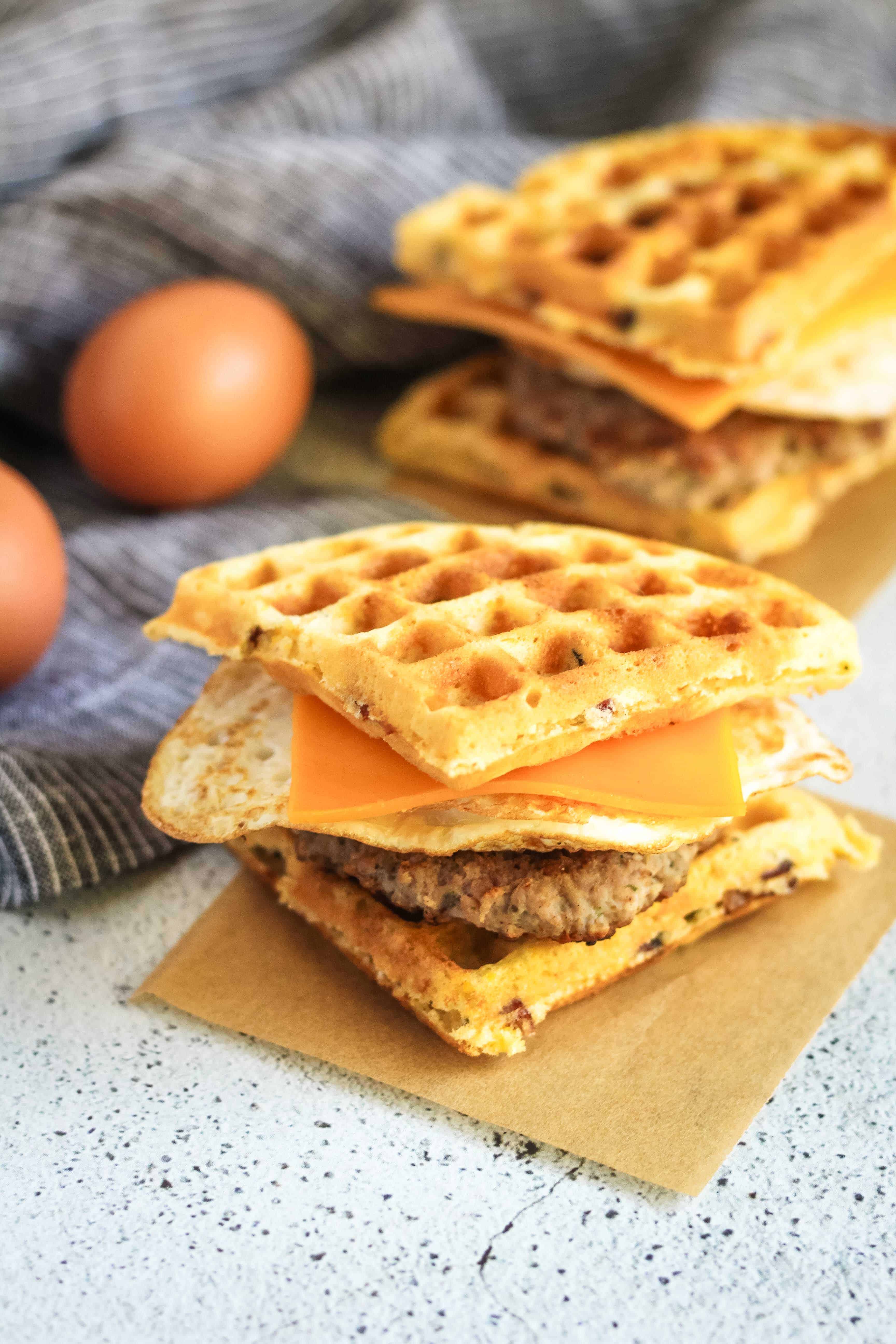 Sausage and Egg Waffle Sandwiches | Street Smart Nutrition